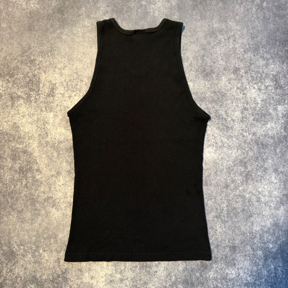 Y2K Arizona Jean Co Black Ribbed Tank Top Tribal Graphic Made in USA L - Picture 3 of 5